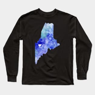 Maine Usa Map Maine state usa watercolor map Long Sleeve T-Shirt